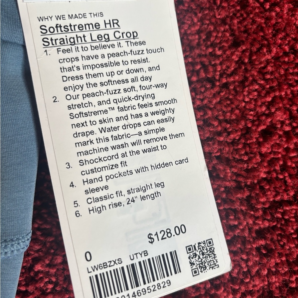 Lululemon Softstreme HR straight leg crop, utility blue size 0, NWT Plus bag - Picture 3 of 10